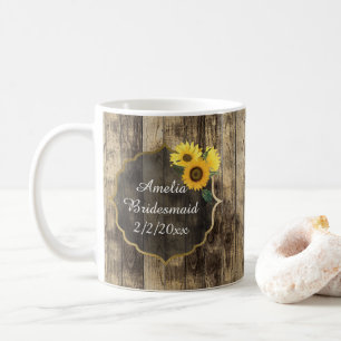 Name Rustic Wedding Bridesmaid Sonnenblume hinzufü Kaffeetasse
