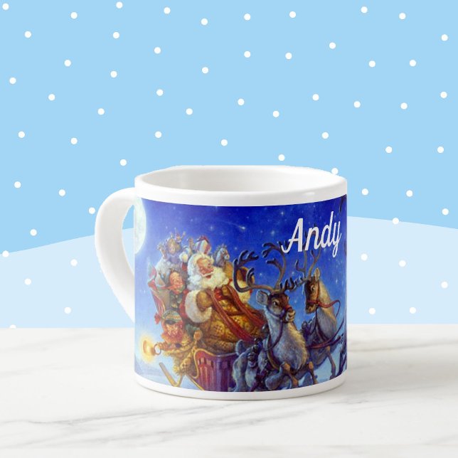 Name Santa mit Spielzeug Classic SMALL Cup Blue hi Espressotasse (Von Creator hochgeladen)