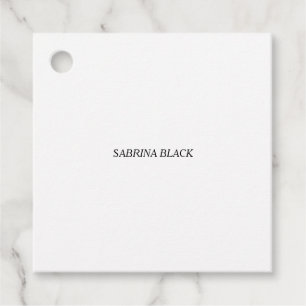 Name Schlicht Modern Minimalistisch Simple White Geschenkanhänger