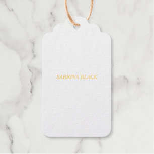 Name Schlicht Modern Minimalistisch Simple White Geschenkanhänger