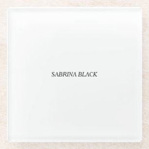 Name Schlicht Modern Minimalistisch Simple White Glasuntersetzer