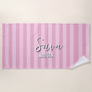 Name Schrift Vintage Rosa Streifen Strandtuch