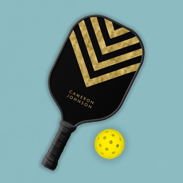 Name Schwarz und Imitate Gold Zickzack hinzufügen Pickleball Schläger (Von Creator hochgeladen)