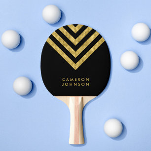 Name Schwarz und Imitate Gold Zickzack hinzufügen Tischtennis Schläger