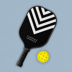 Name Schwarz und Weiß Minimalistisch Zickzack hinz Pickleball Schläger
