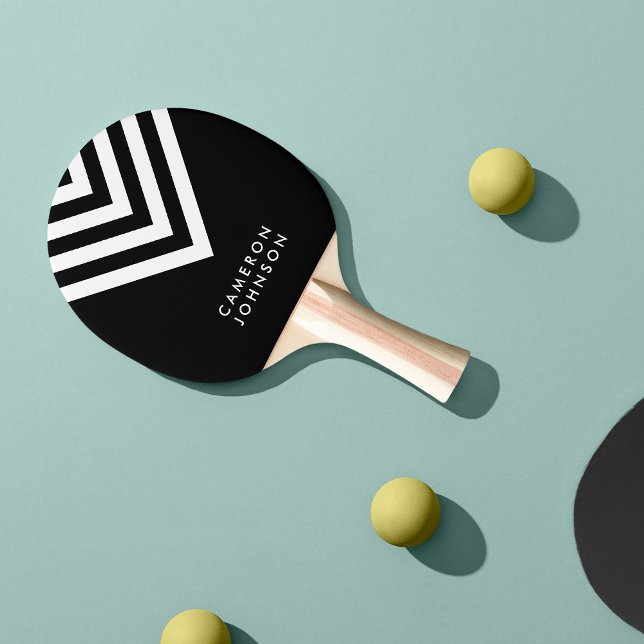 Name Schwarz und Weiß Minimalistisch Zickzack hinz Tischtennis Schläger (Von Creator hochgeladen)