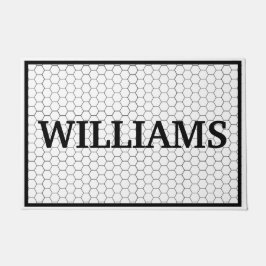 Name Schwarz-Weiß-Hex-Folie Doormat Fußmatte