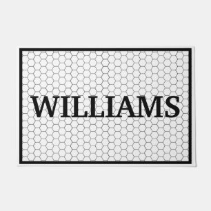 Name Schwarz-Weiß-Hex-Folie Doormat Fußmatte