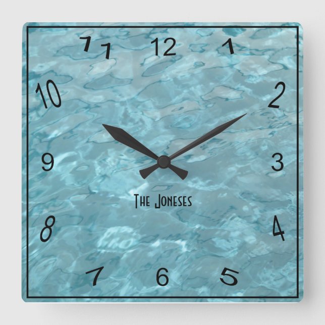 Name: Schwimmbad Wasser Sommer Abstraktes Foto Quadratische Wanduhr (Vorderseite)