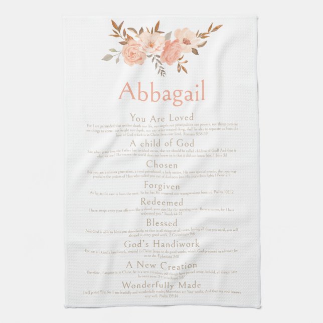 Name Scripting Christian Identity Bible Floral Geschirrtuch (Vertikal)