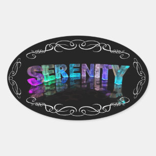 Name Serenity - Name in Lights (Foto) Ovaler Aufkleber