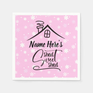 Name Shed Sweet Shed Pink White Floral hinzufügen Serviette