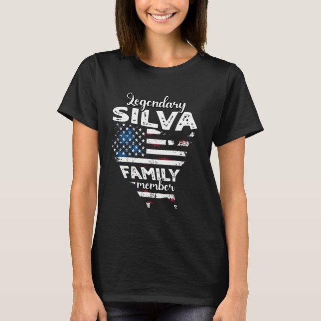 Name Silva US Flag Silva Nachname Silva T-Shirt (Vorderseite)