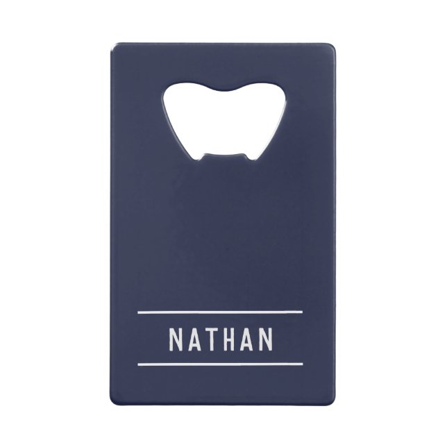 Name | Simple Navy Blue Geldbeutel Flaschenöffner (Vorderseite)