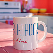 Name, Skinny Schriftart Happy Geburtstag 11oz Kaff
