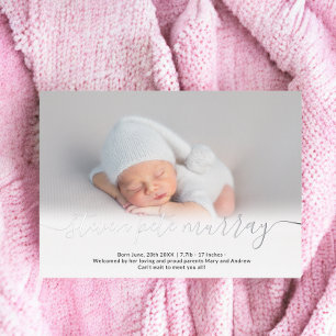 Name Skript Foto Baby Geburtsankündigung Silber Folieneinladung