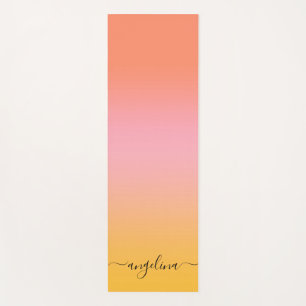Name Skripttext Monogram Gradient Ombre Orange Yogamatte