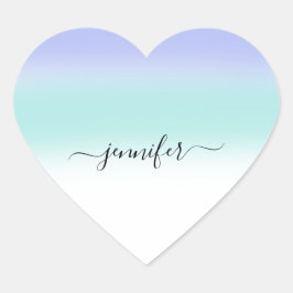 Name Small Business Danke Dusty Blue PurplePastels Herz-Aufkleber