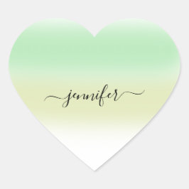 Name Small Business Danke Mint Green Ombre Pastels Herz-Aufkleber