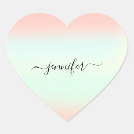 Name Small Business Danke Minze Grüne Rose Pastels Herz-Aufkleber