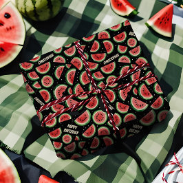Name Sommer Geburtstag Spaß Wassermelone auf schwa Geschenkpapier