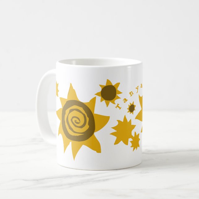 Name Sonnenblumen Gelbbraun Kinder der Sonne Kaffeetasse (Vorderseite Links)