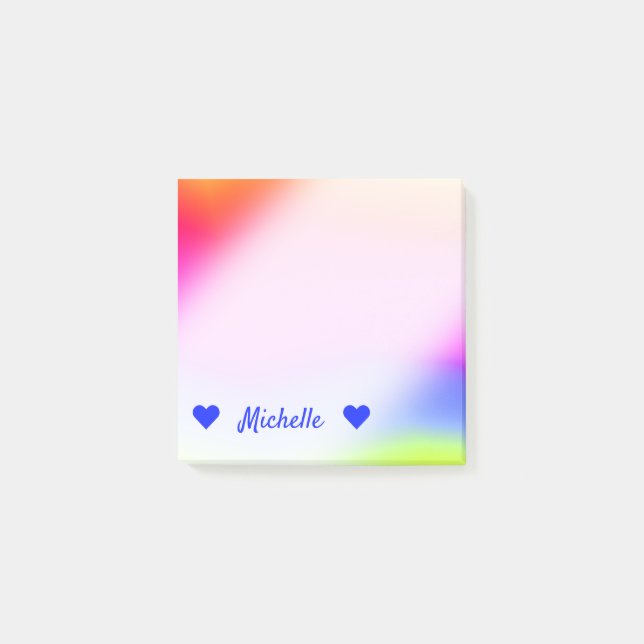 Name + Spaß-mehrfarbige Regenbogen Ähnliche Post-it Klebezettel (Vorderseite)