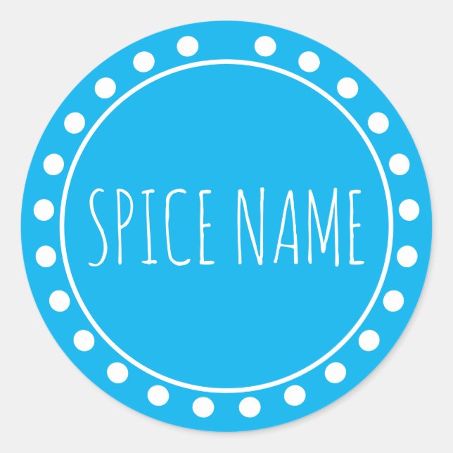 Name Spice Jar Label Aquamarin hinzufügen Runder Aufkleber (Vorderseite)