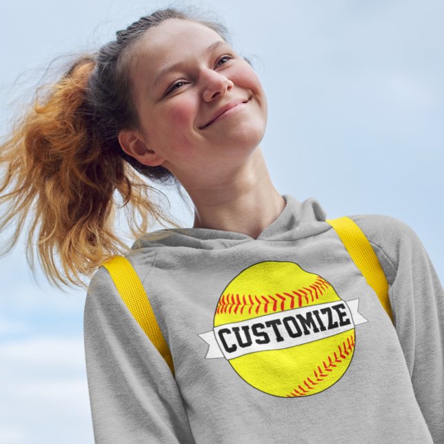 Name, Spielername und Nummer des Softballteams Hoodie (Von Creator hochgeladen)
