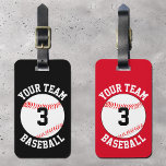 Name, Spielernummer und Farbe des benutzerdefinier Gepäckanhänger<br><div class="desc">Erstellen Sie individuelle Baseball-Taschen/Gepäckanhänger für Baseballspieler und -Teams. Passen Sie sich mit Ihrem eigenen Baseball-Teamnamen, Baseball-Player-Jersey-Nummern und Ihren eigenen Teamfarben an! Klicken Sie einfach auf "Diese Vorlage personalisieren" und geben Sie Ihren eigenen Text ein. Sie können auch auf [Anpassen} klicken, um die Hintergrundfarben zu bearbeiten, egal wie Sie auf beiden...</div>