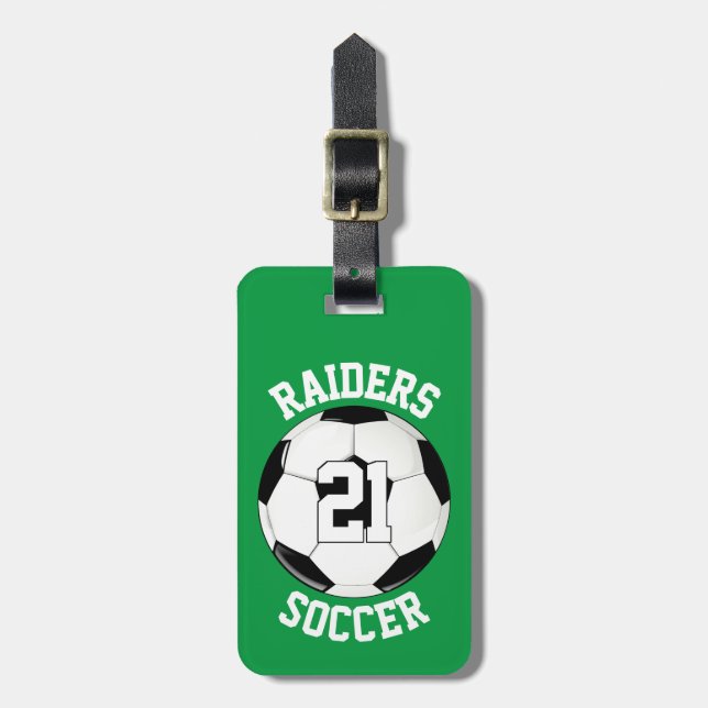 Name, Spielernummer und Farbe des Fußballteams Gepäckanhänger (Vorderseite vertikal)