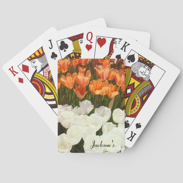 Name-Spielkarte-Frühlings-Tulpe-Blumen Spielkarten (Rückseite)