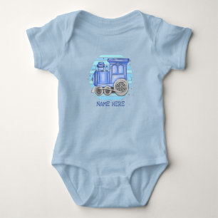 Name Steam Train Motor Baby Blue Bodysuit hinzufüg Baby Strampler