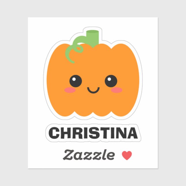 Name Sticker Niedlich Pumpkin, Decorieren Sie Ihre (Blatt)