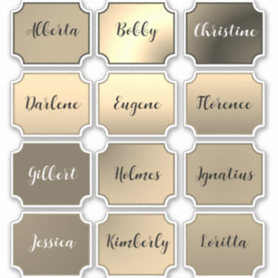 Name Sticker Set Elegante Farben