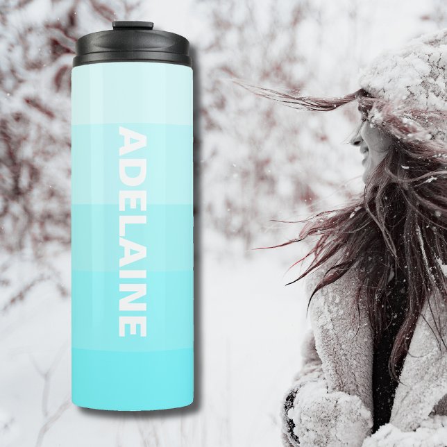 Name | Stilvolle 5 Electric Blue Shades Blocks Thermosbecher (Von Creator hochgeladen)