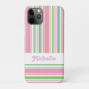 Name Streifenperlen rosa grün weiß Case-Mate iPhone Hülle