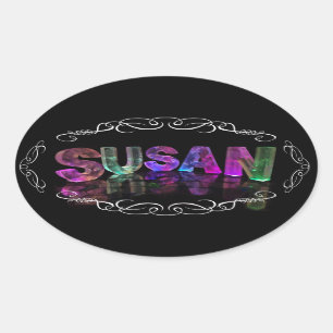 Name Susan - Name in Lights (Foto) Ovaler Aufkleber
