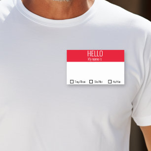 Name Tag Abzeichen einschließlich Pronoun Choice Rechteckiger Aufkleber