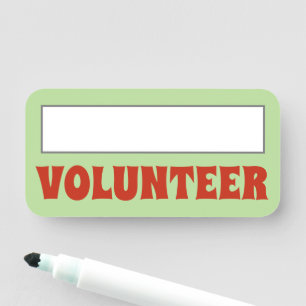 Name-Tag des "VOLUNTEER" für den Augenfang Namensschild