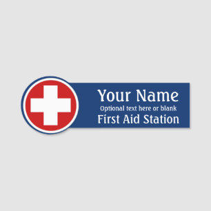 Name-Tag-Erste Hilfe-Cross-Logo-Abzeichen Namensschild