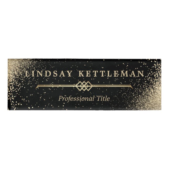 Name-Tag für den Schwarzen Glitzer Namenschild (Vorderseite)