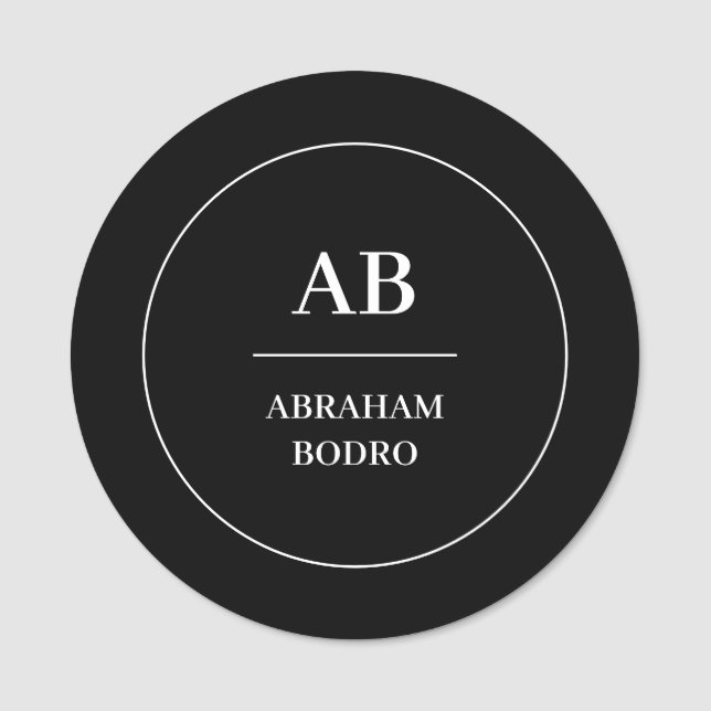 Name-Tag für Schwarz und Weiß | Benutzerdefinierte Namensschild (Vorderseite)