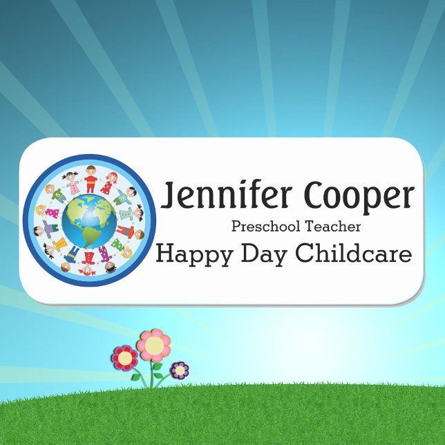 Name Tag Kids Daycare Logo Benutzerdefiniertes Abz Namensschild (Von Creator hochgeladen)