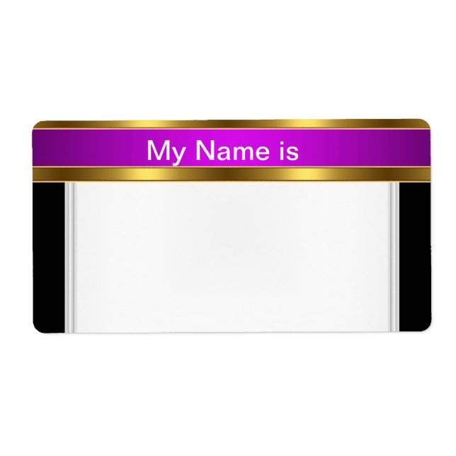 Name-Tag Lable gold Lila Black (Vorne)