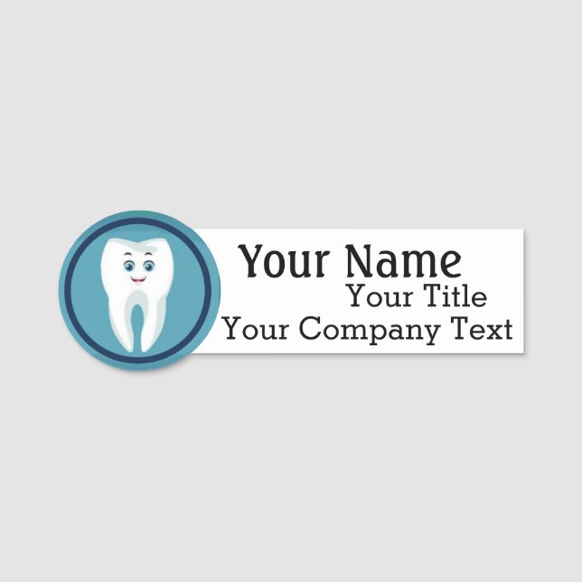 Name-Tag mit Dentist-Zahn-Logo-Abzeichen Namensschild (Vorderseite)