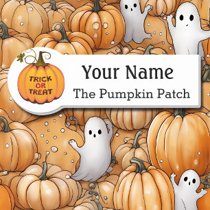 Name-Tag mit Halloween Pumpkin Custom Text Abzeich Namensschild