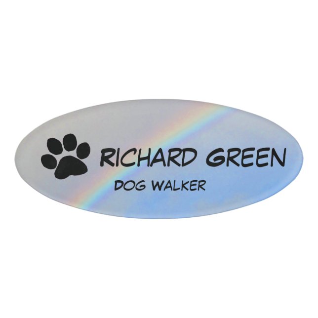 Name Tag - Regenbogen und Paw Print Namenschild (Vorderseite)