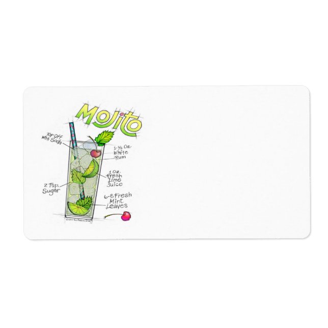 NAME TAGS, ETIKETTEN - MOJITO RECIPE COCKTAIL ART (Vorne)