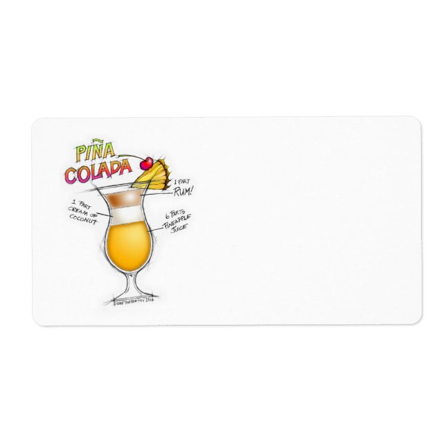 NAME TAGS, ETIKETTEN, PINA COLADA RECIPE COCKTAIL  (Vorne)